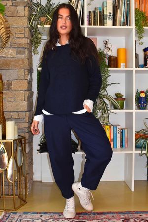 Bengaline Carrot Leg Trouser Navy